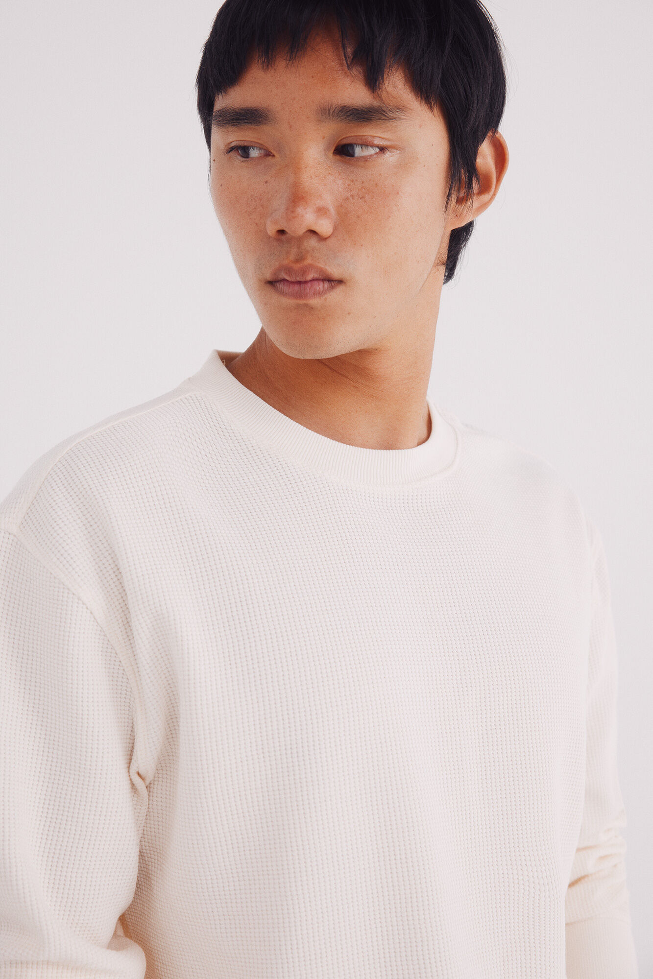 Springfield playera de manga larga con dise&ntilde;o de gofre blanco