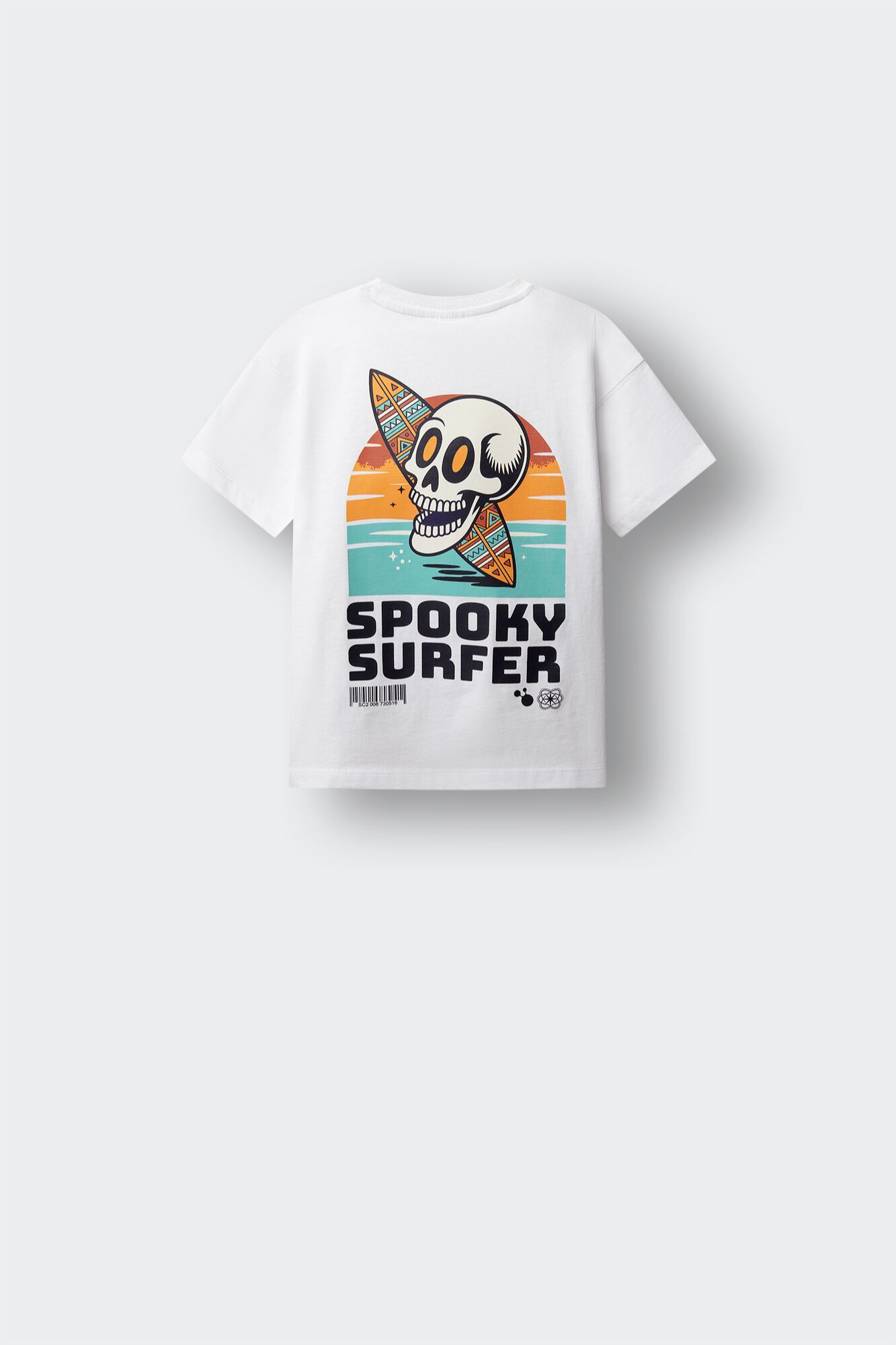 Springfield Kids Playera de manga corta de calavera surfista para ni&ntilde;o marfil