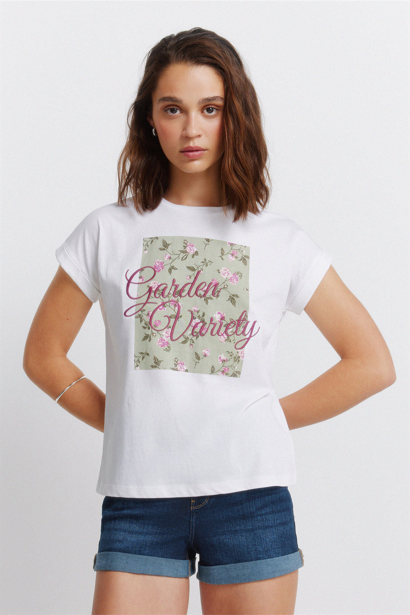 Springfield Playera de manga corta sin mangas con flores