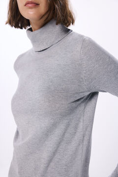 Springfield Suéter cuello alto botones puño gris