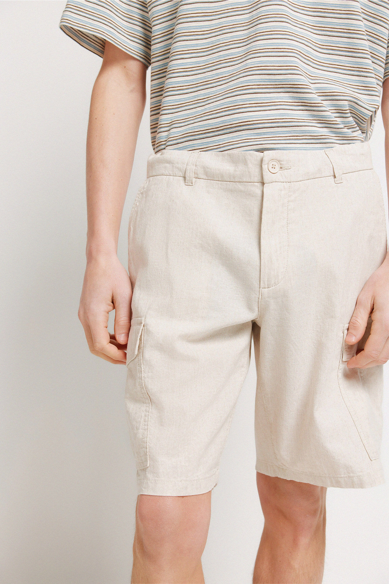 Springfield Bermudas comfort fit de lino beige
