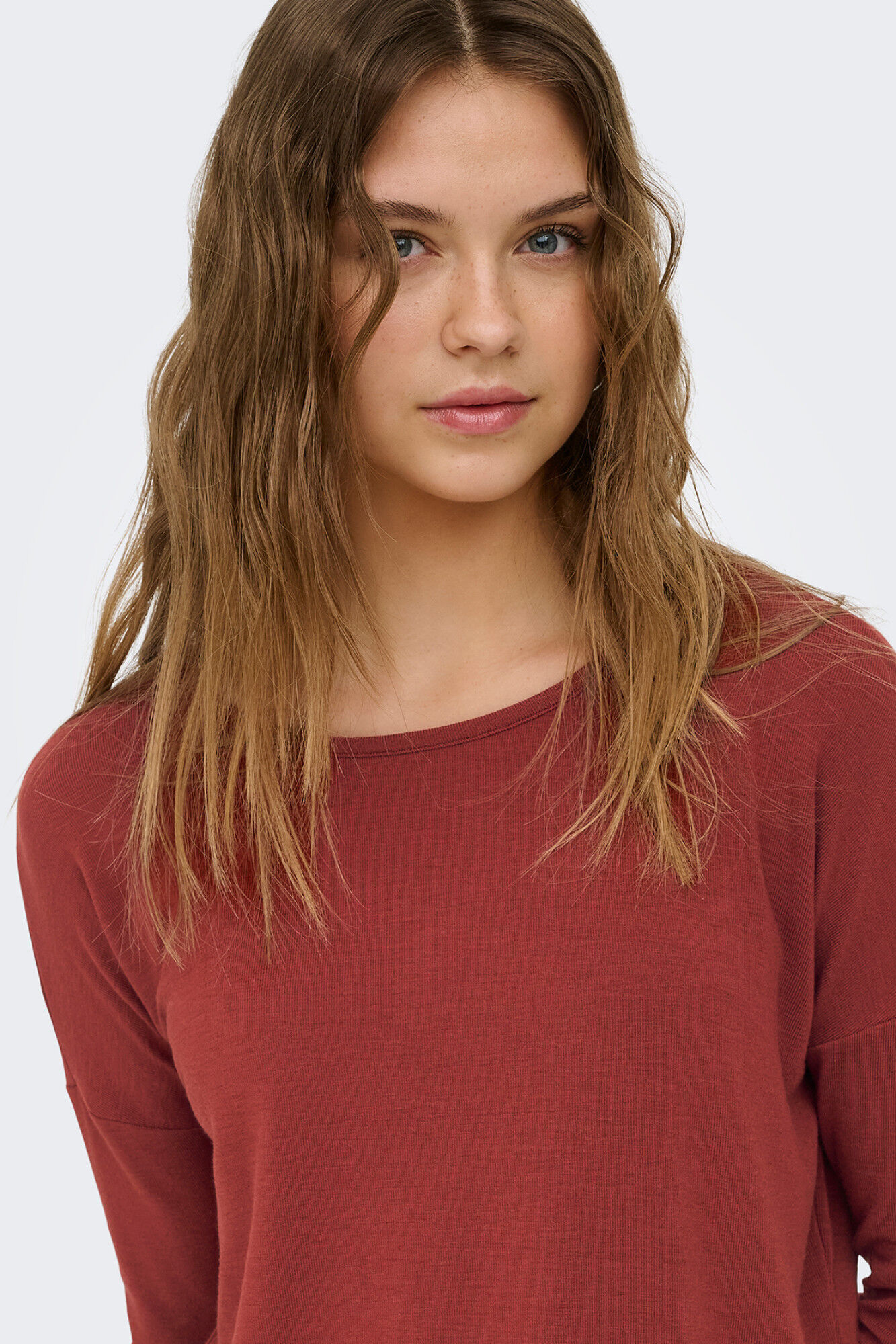 Only Playera de manga francesa rojo