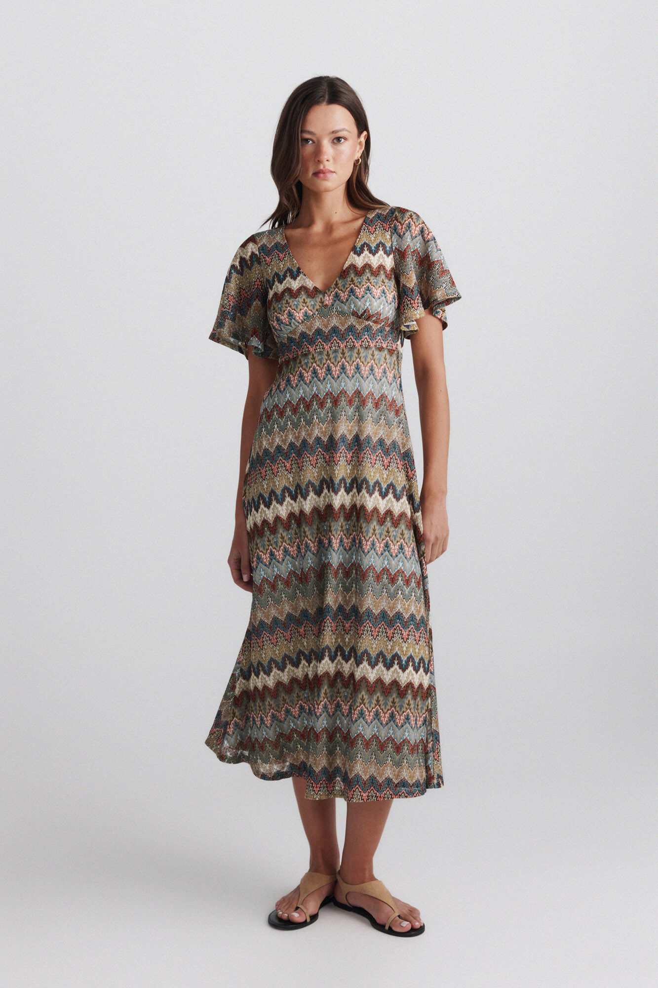 Springfield Vestido midi estampado cenefa