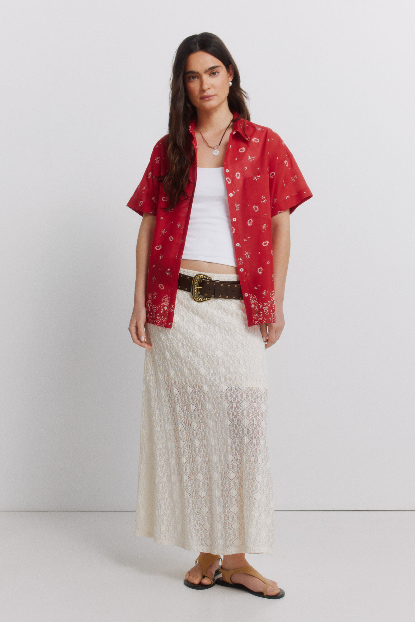 Springfield Camisa oversize estampada rojo