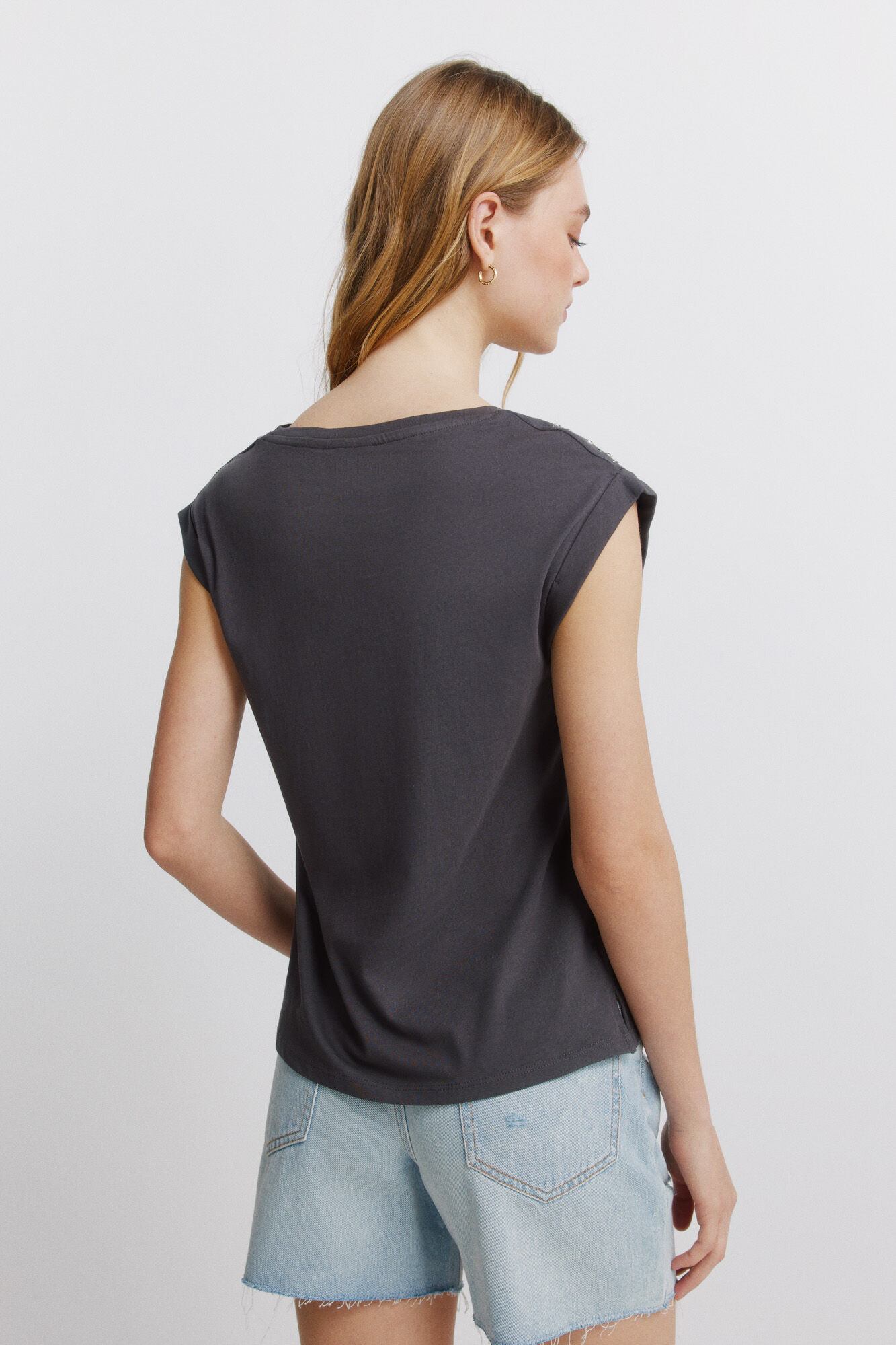 Springfield Playera de manga doblada gris