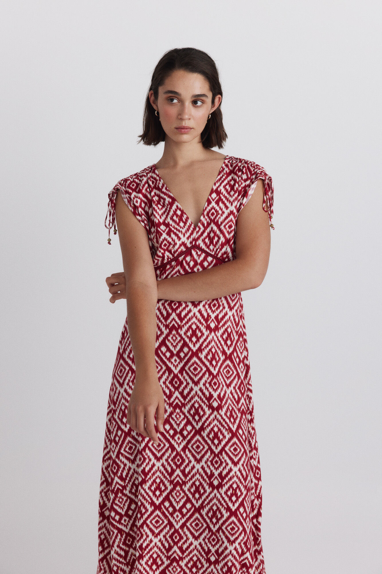 Springfield Vestido midi de tirantes rojo