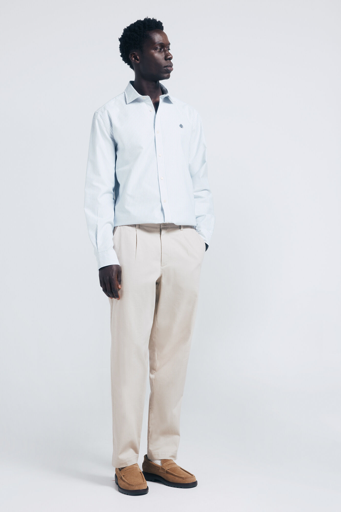 Springfield Camisa oxford ligero rayas azul