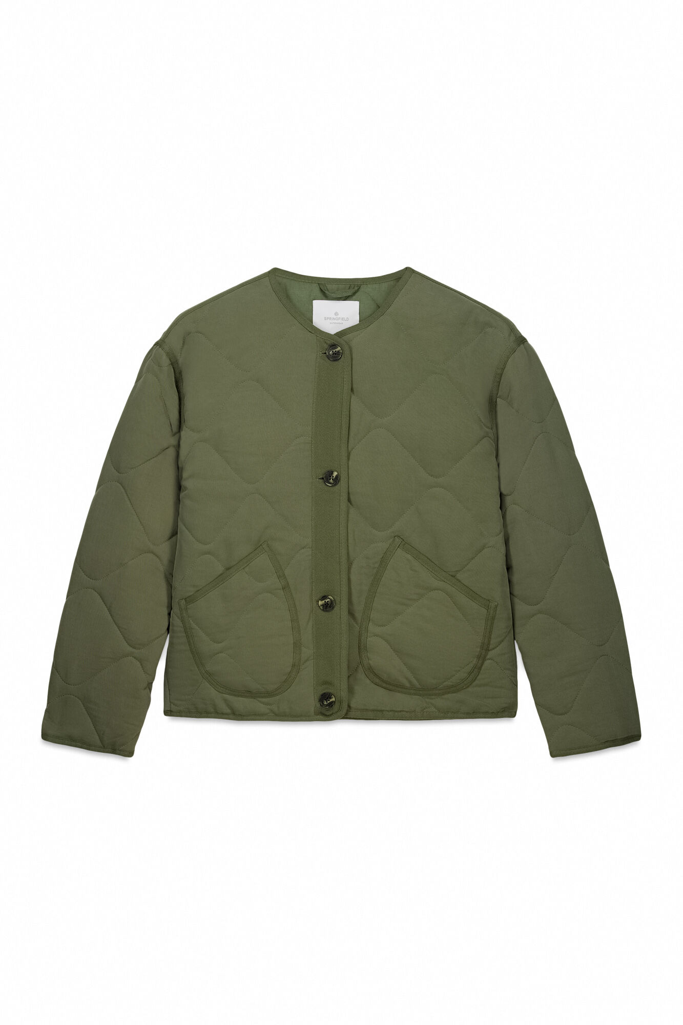 Springfield Chamarra corta acolchada verde khaki