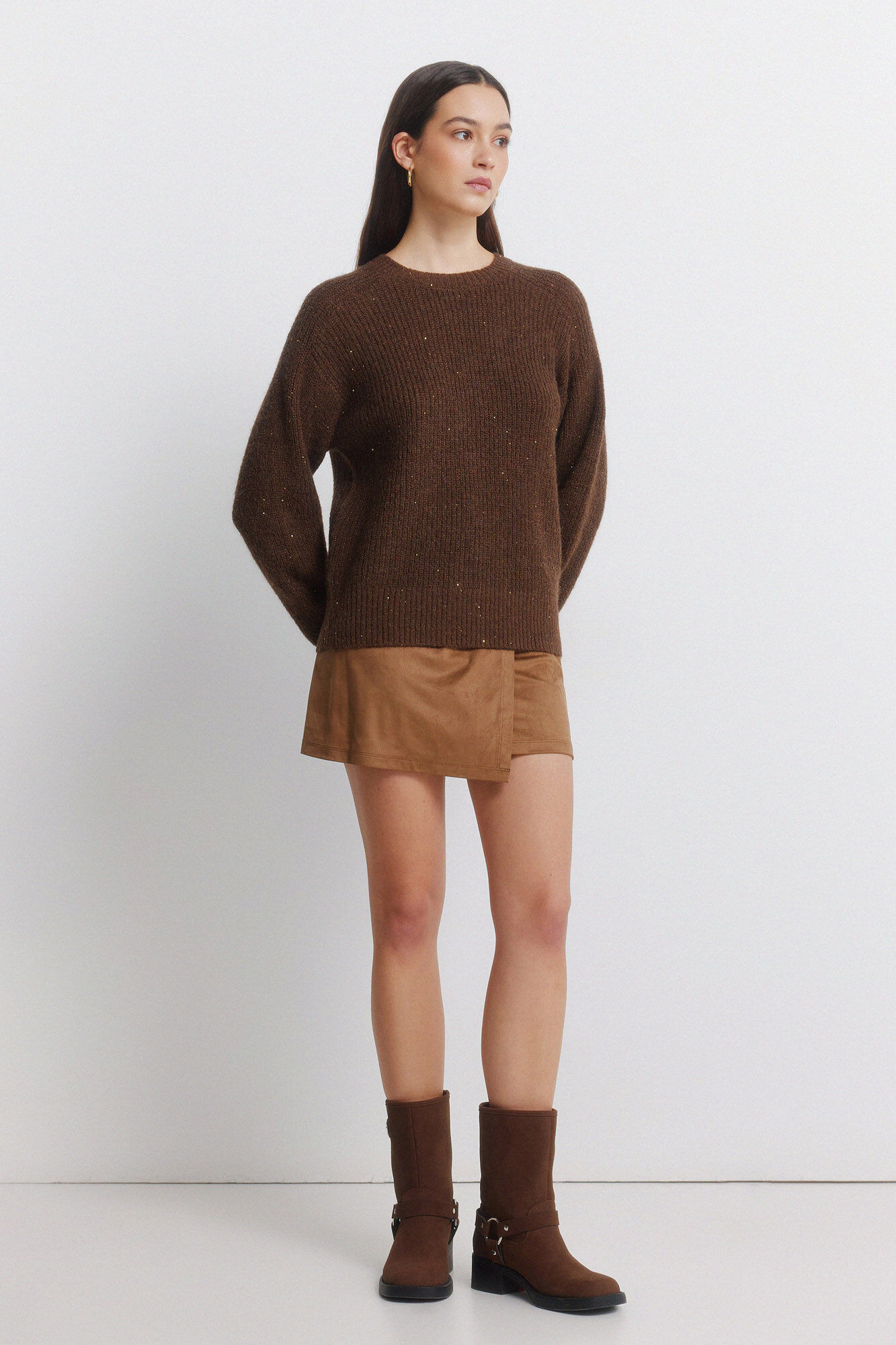 Springfield Jersey de lentejuelas caf&eacute;