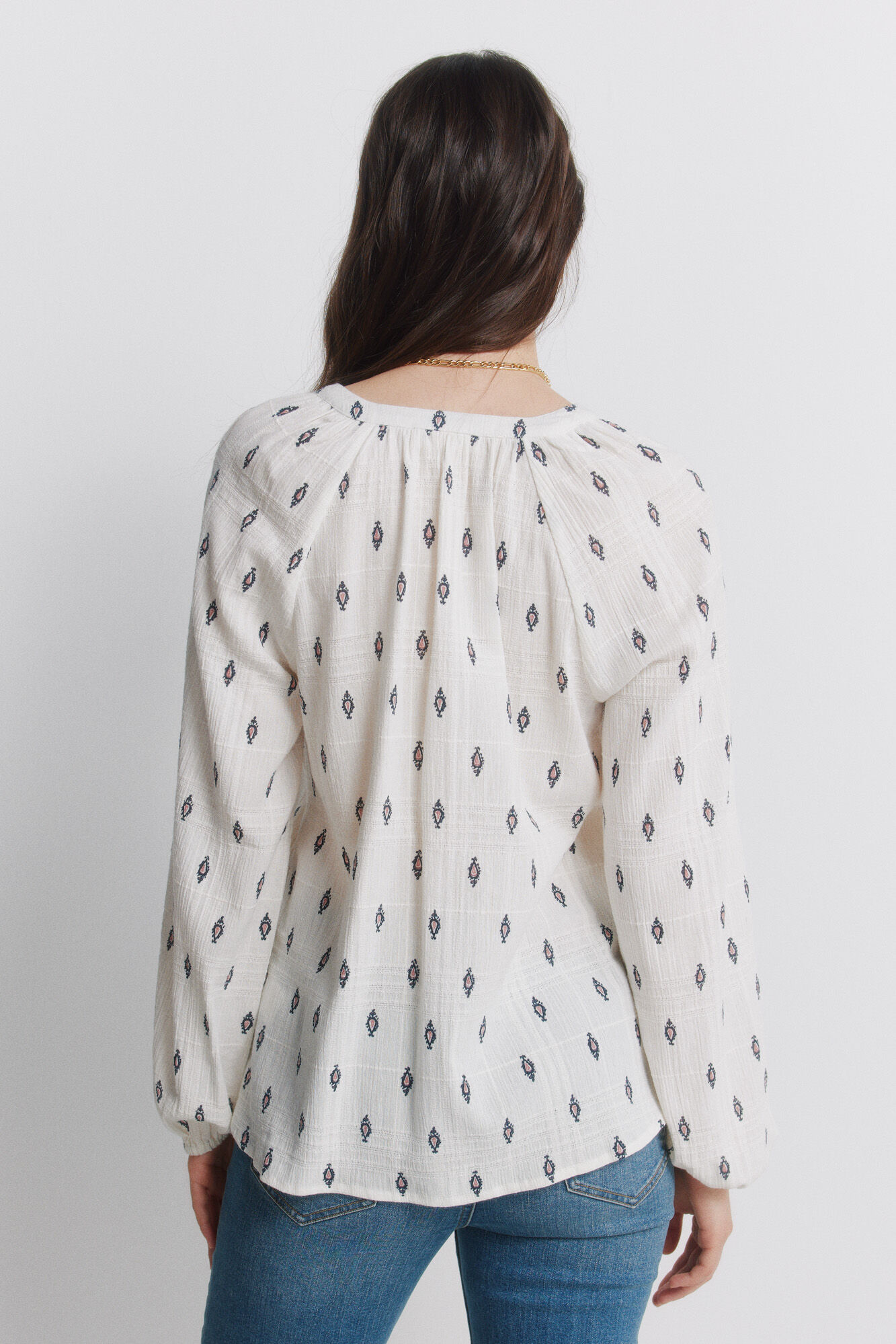 Springfield Blusa bordados de encaje beige