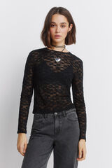 Springfield Playera con flores de encaje negro