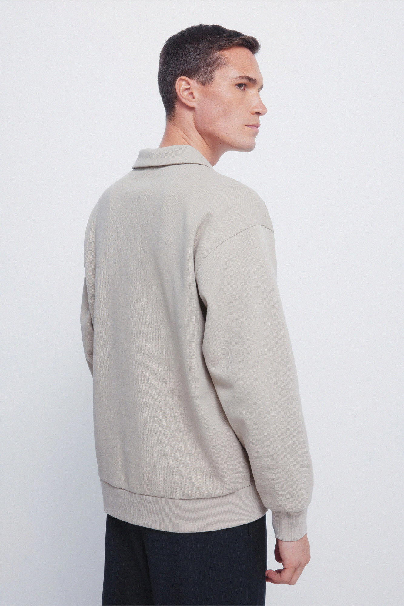 Springfield Polo piqu&eacute; manga larga interlock boxy fit caf&eacute;