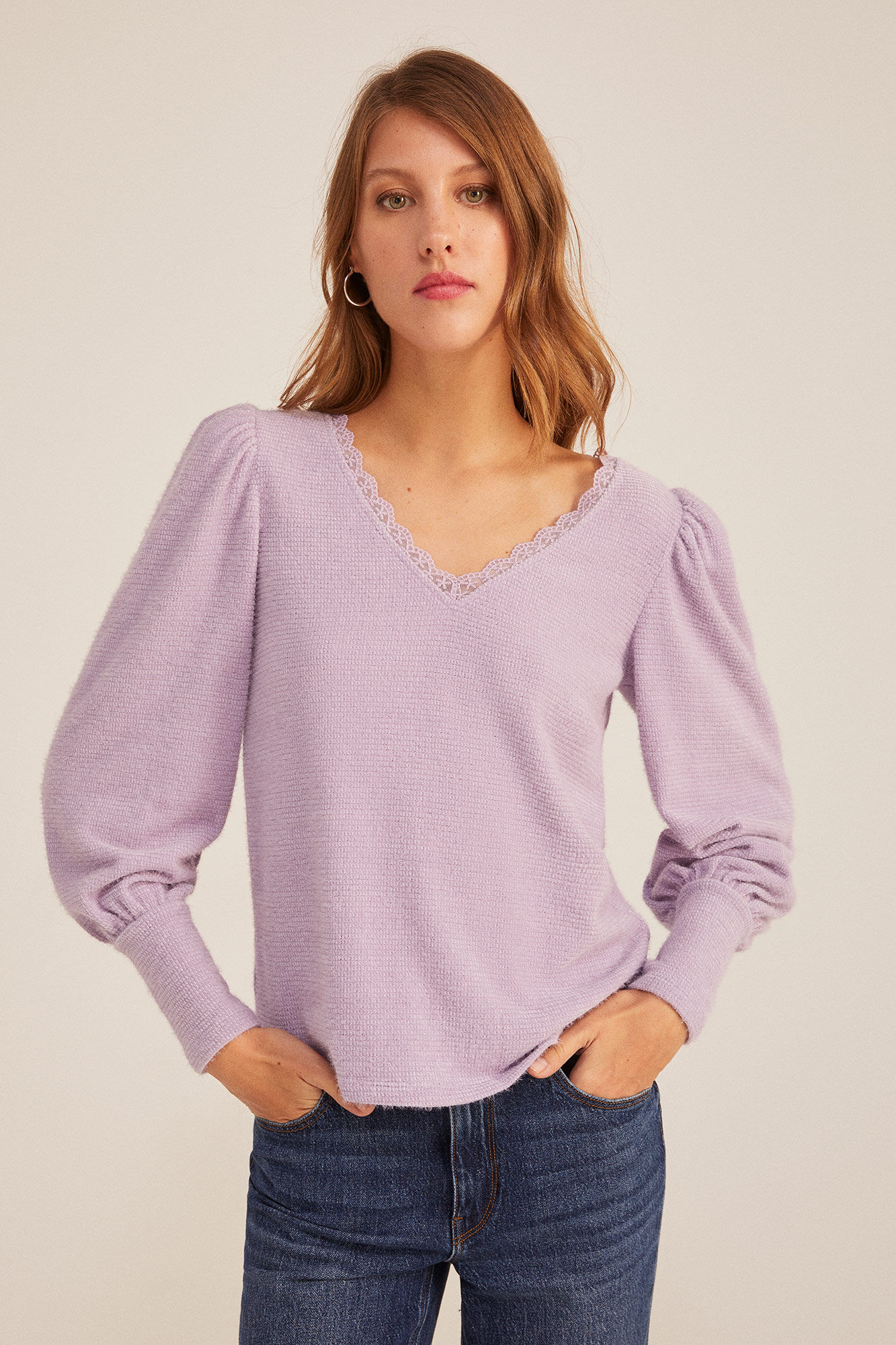 Springfield Playera Chenilla Escote Lace azul