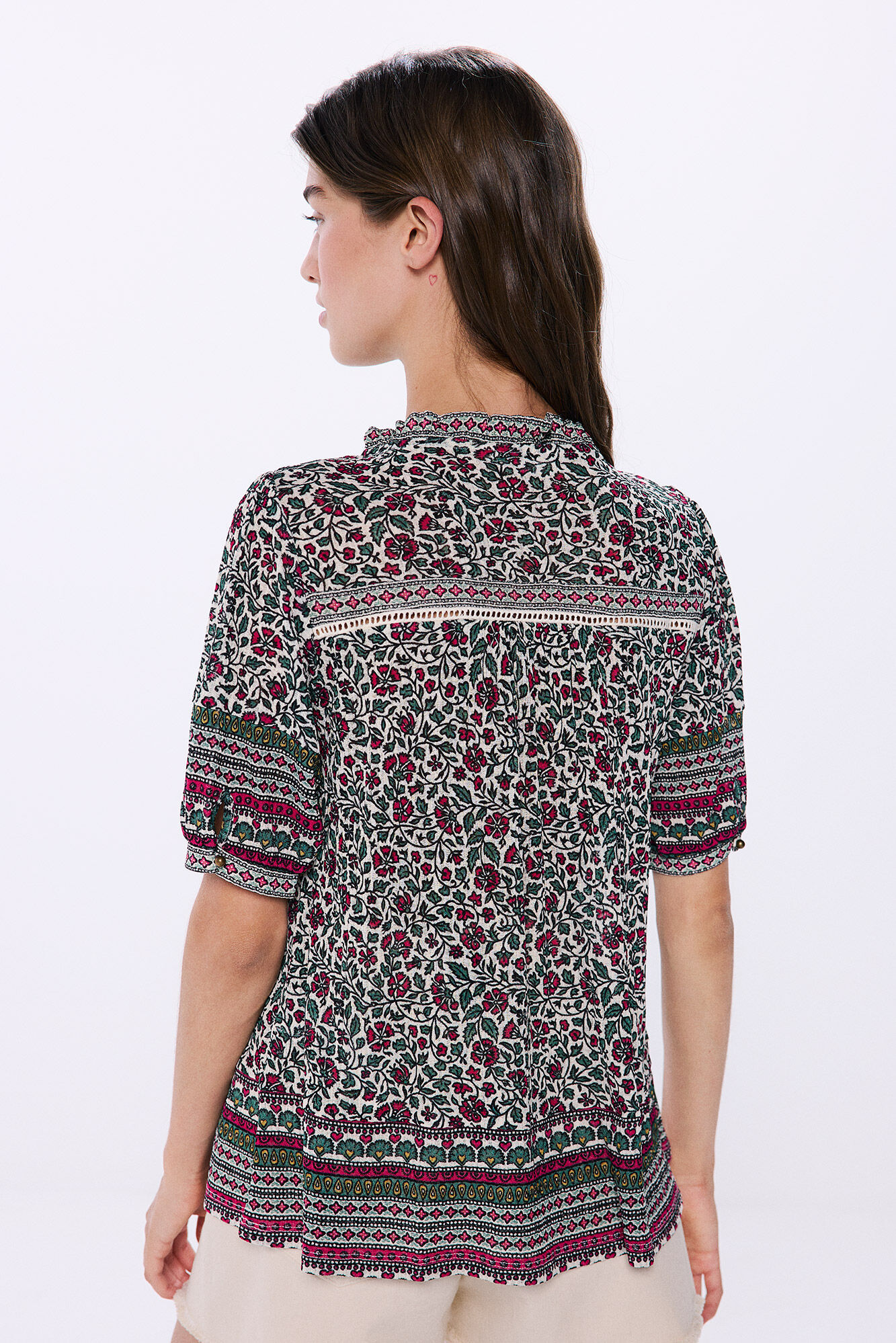 Springfield Blusa estampado mix beige