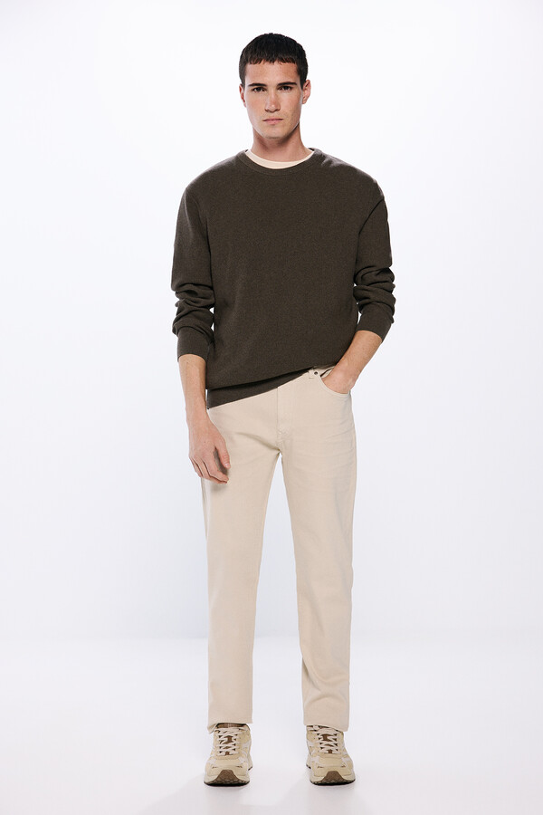 Springfield Pantalón color lavado slim fit beige