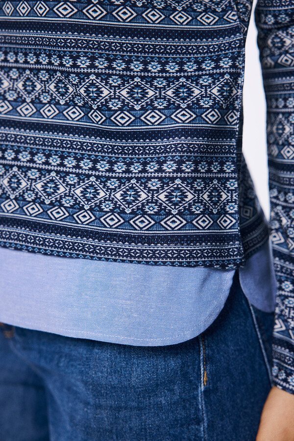Springfield Playera cenefas combinada azul