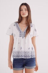Springfield Blusa escote cenefa motivos étnicos marino