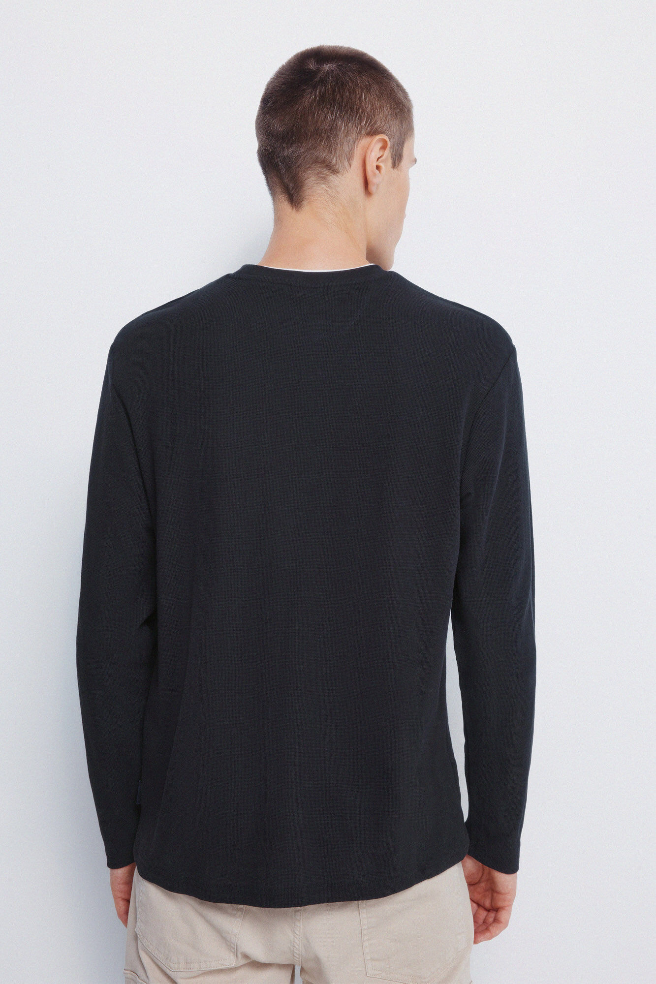 Springfield Camiseta doble tejido waffle negro