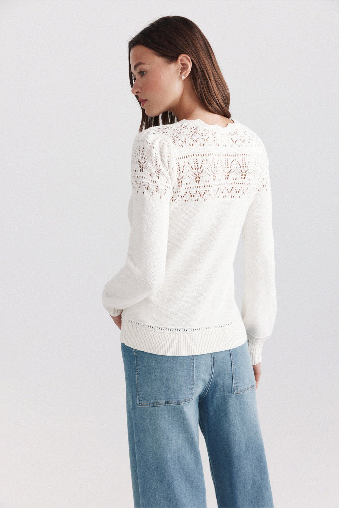 Springfield Jersey de punto cenefa blanco