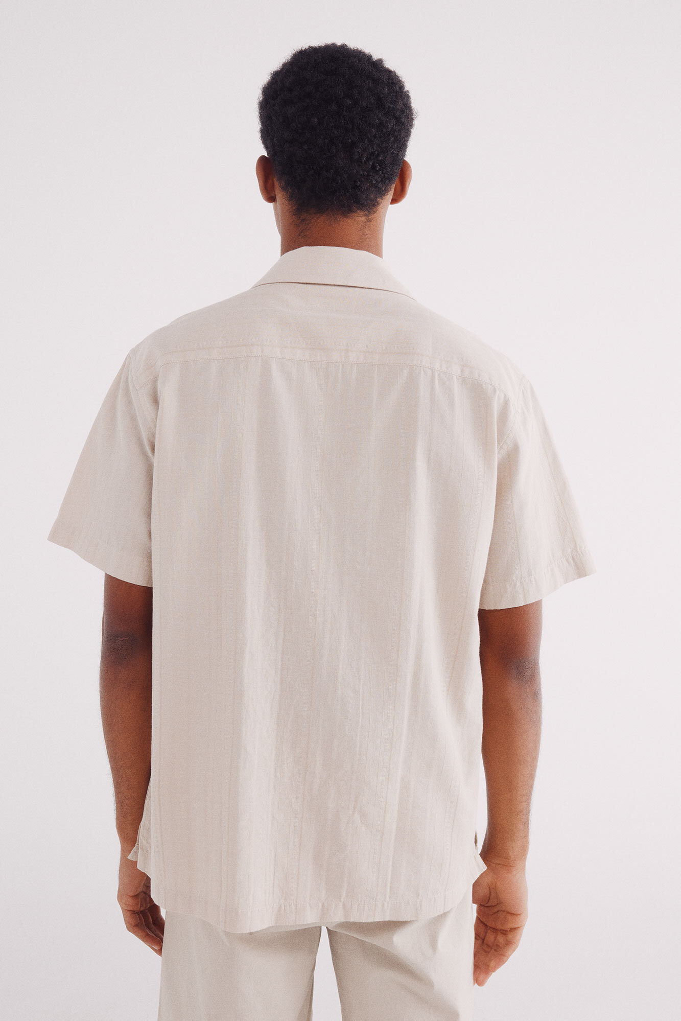 Springfield Camisa manga corta jacquard ligero beige