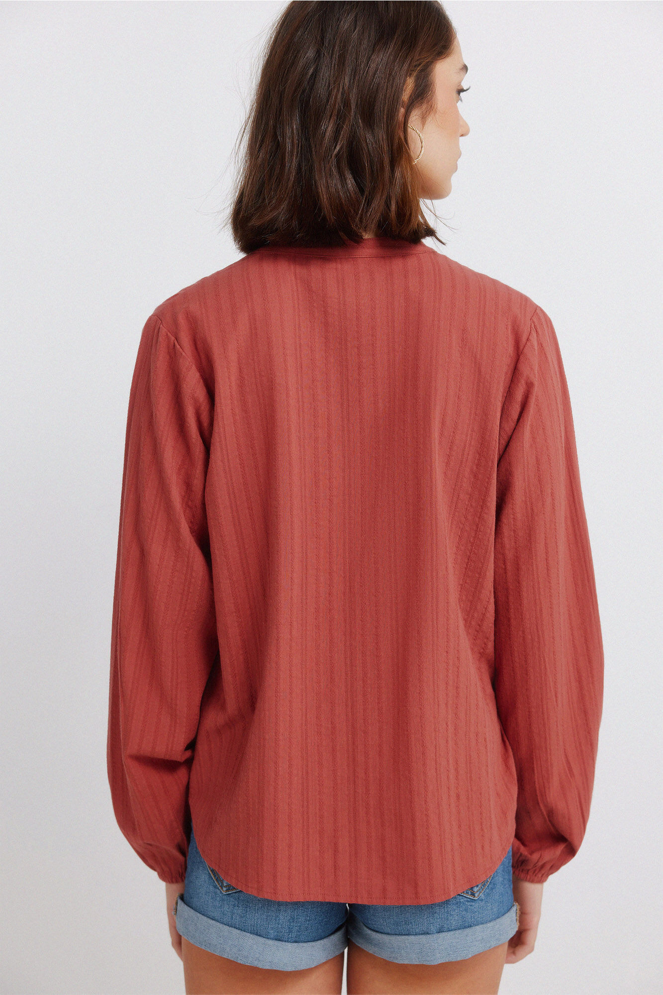 Springfield Blusa manga larga bordada coral