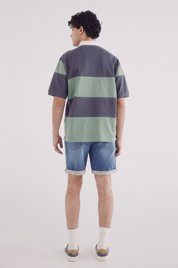 Springfield Bermuda vaquera en knit denim medio slim fit turquesa