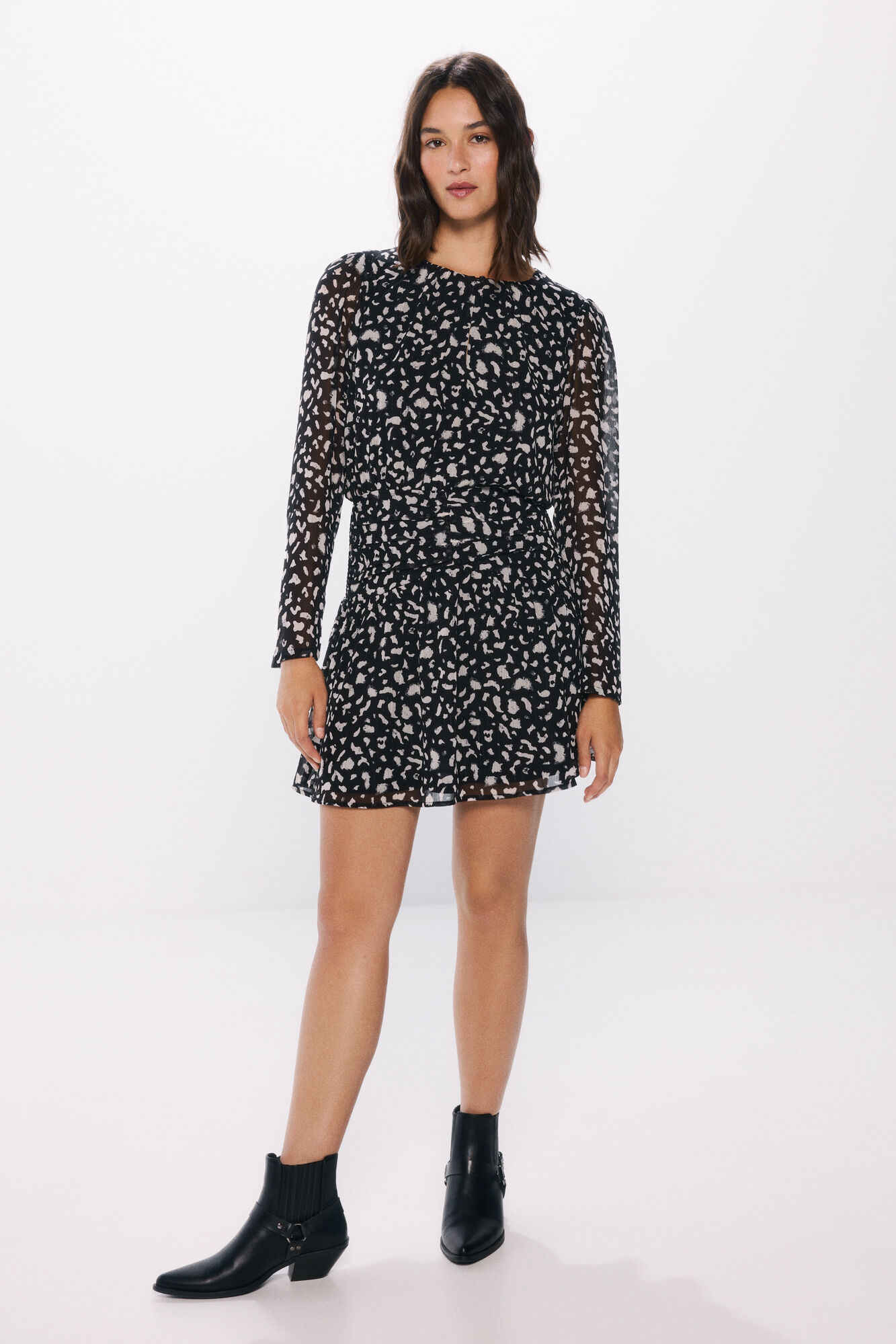 Springfield Vestido corto gasa estampado animal 