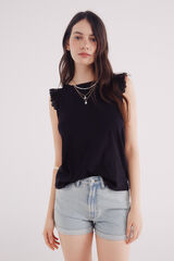 Springfield Playera volantes crochet negro