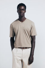 Springfield Camiseta b&aacute;sica cuello pico caf&eacute;