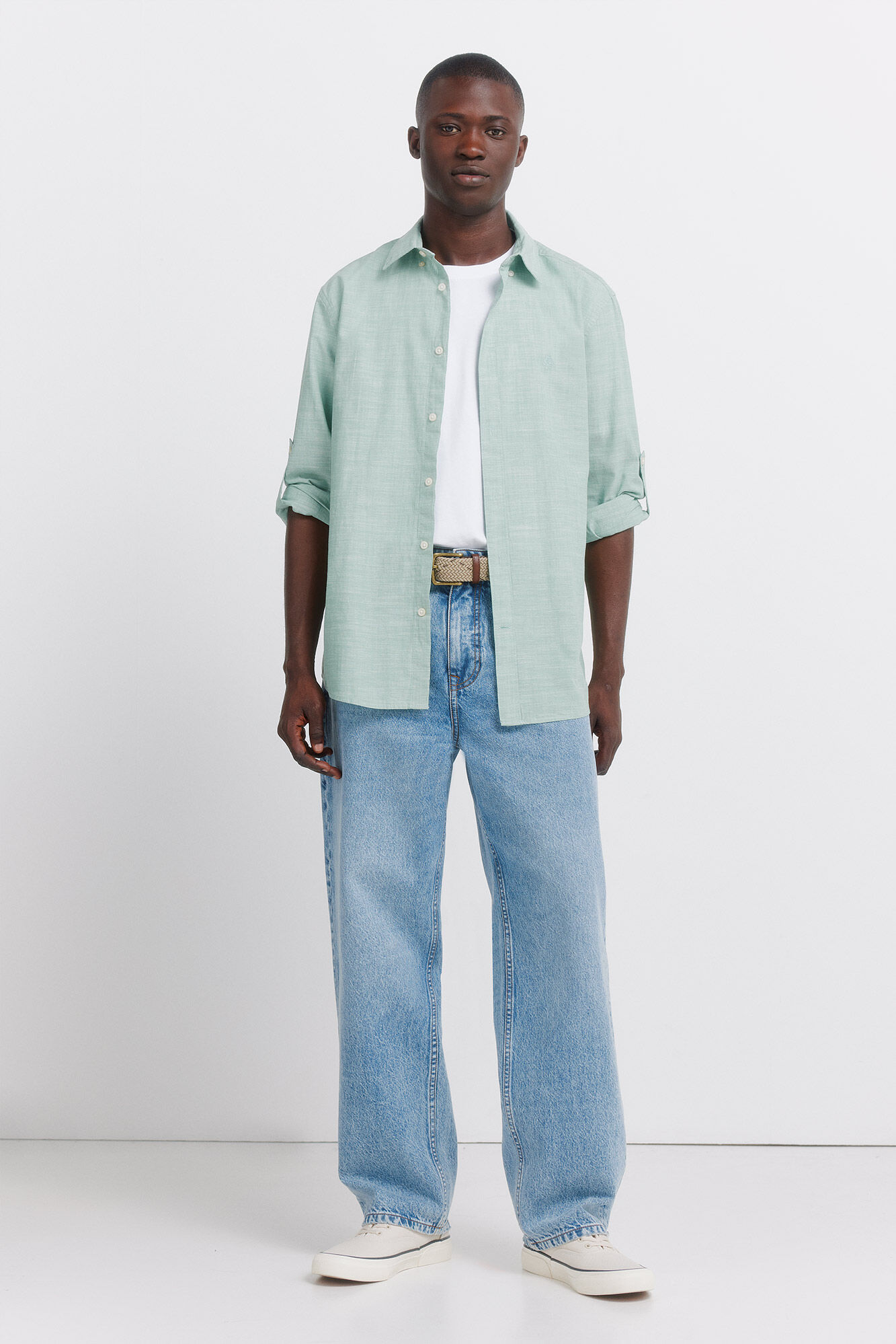 Springfield Camisa algod&oacute;n slub verde