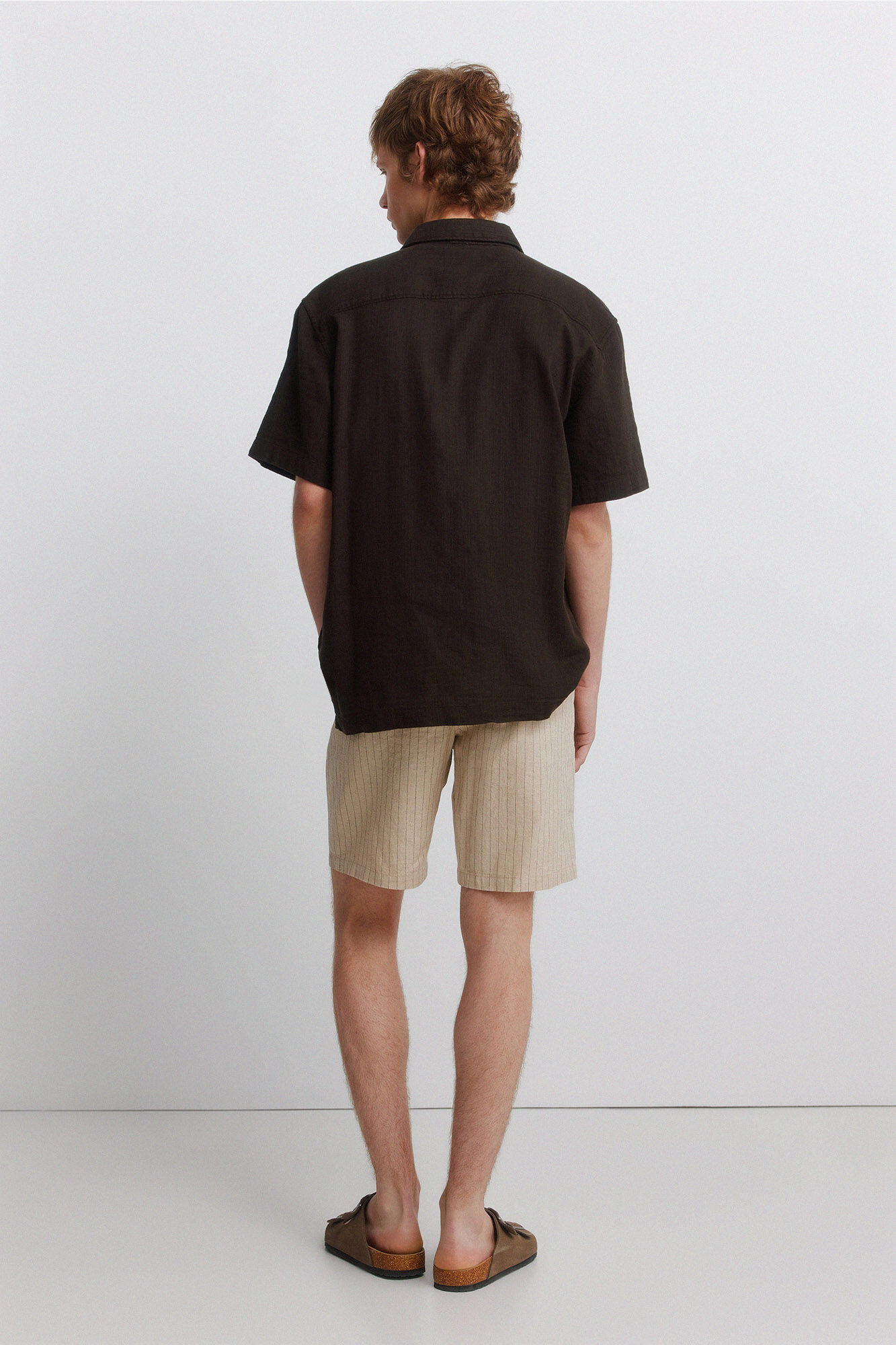 Springfield Bermudas de lino a rayas slim fit beige