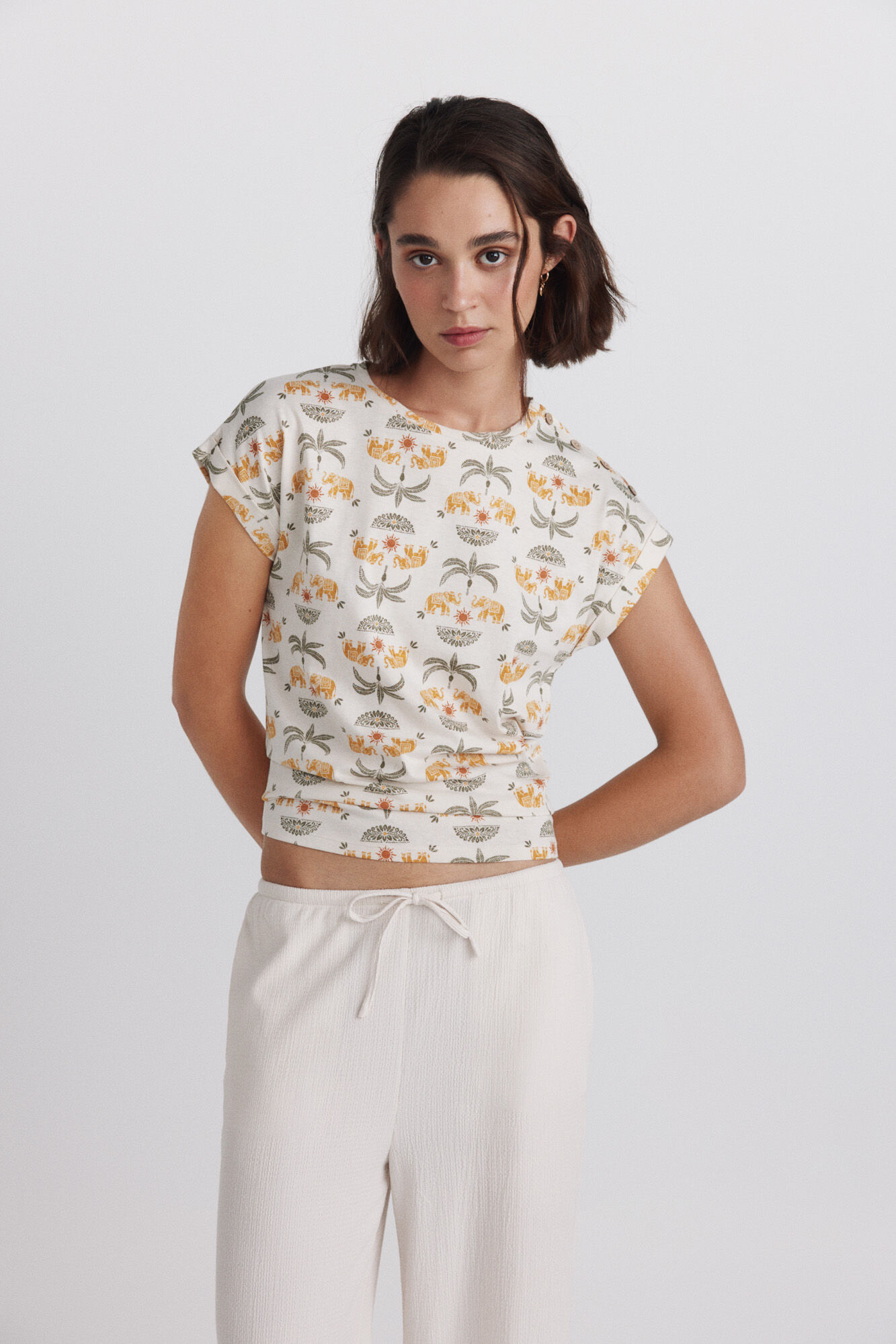Springfield Playera estampada con botones