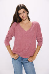 Springfield Playera chenilla escote pico morado/lila