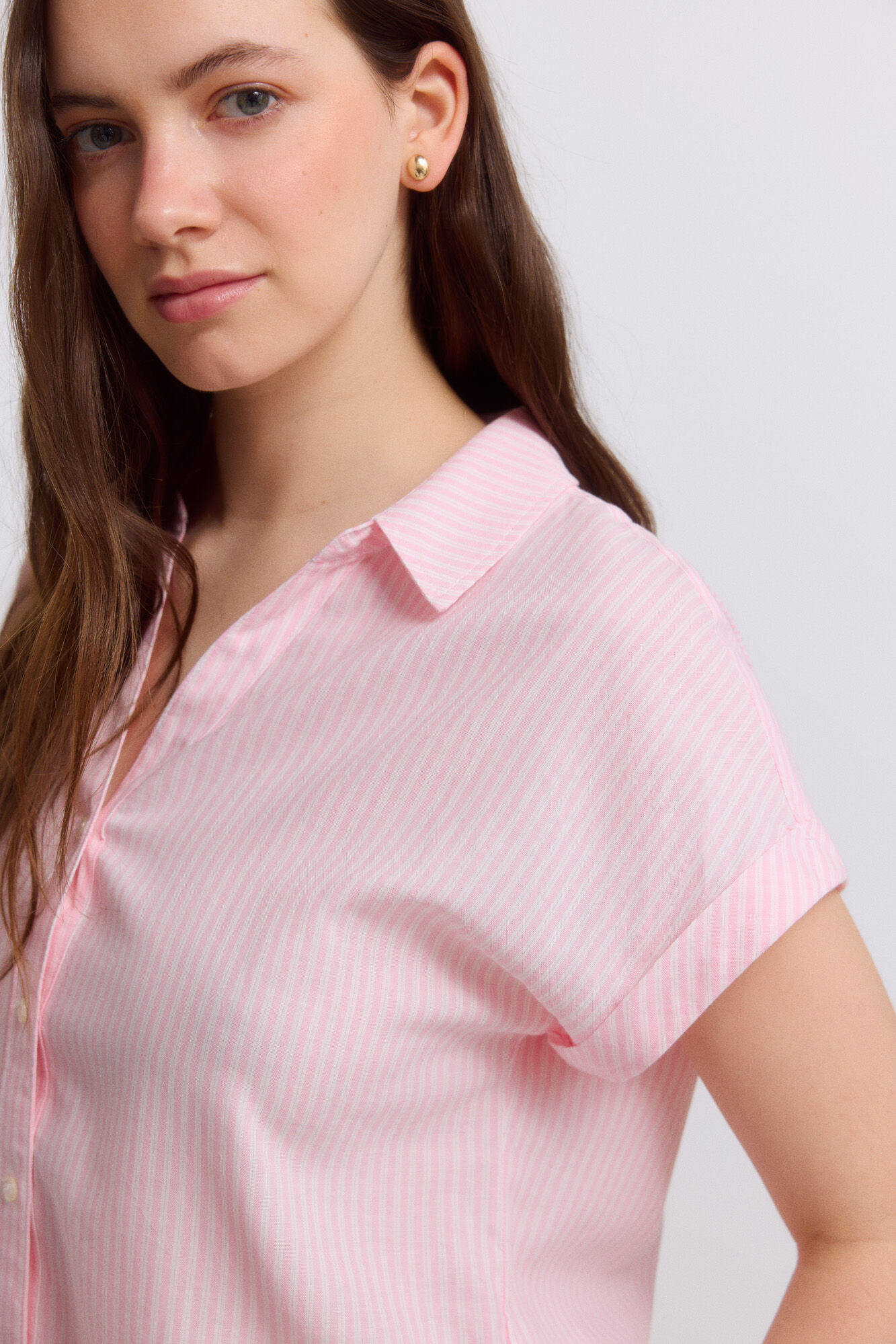 Springfield Blusa de cuello solapa rosa