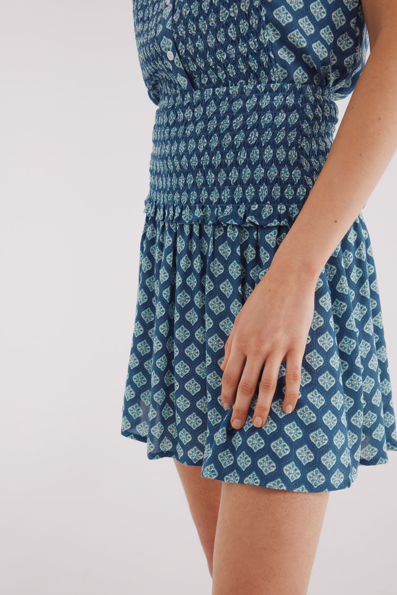 Springfield Falda el&aacute;stica con estampado de panal turquesa