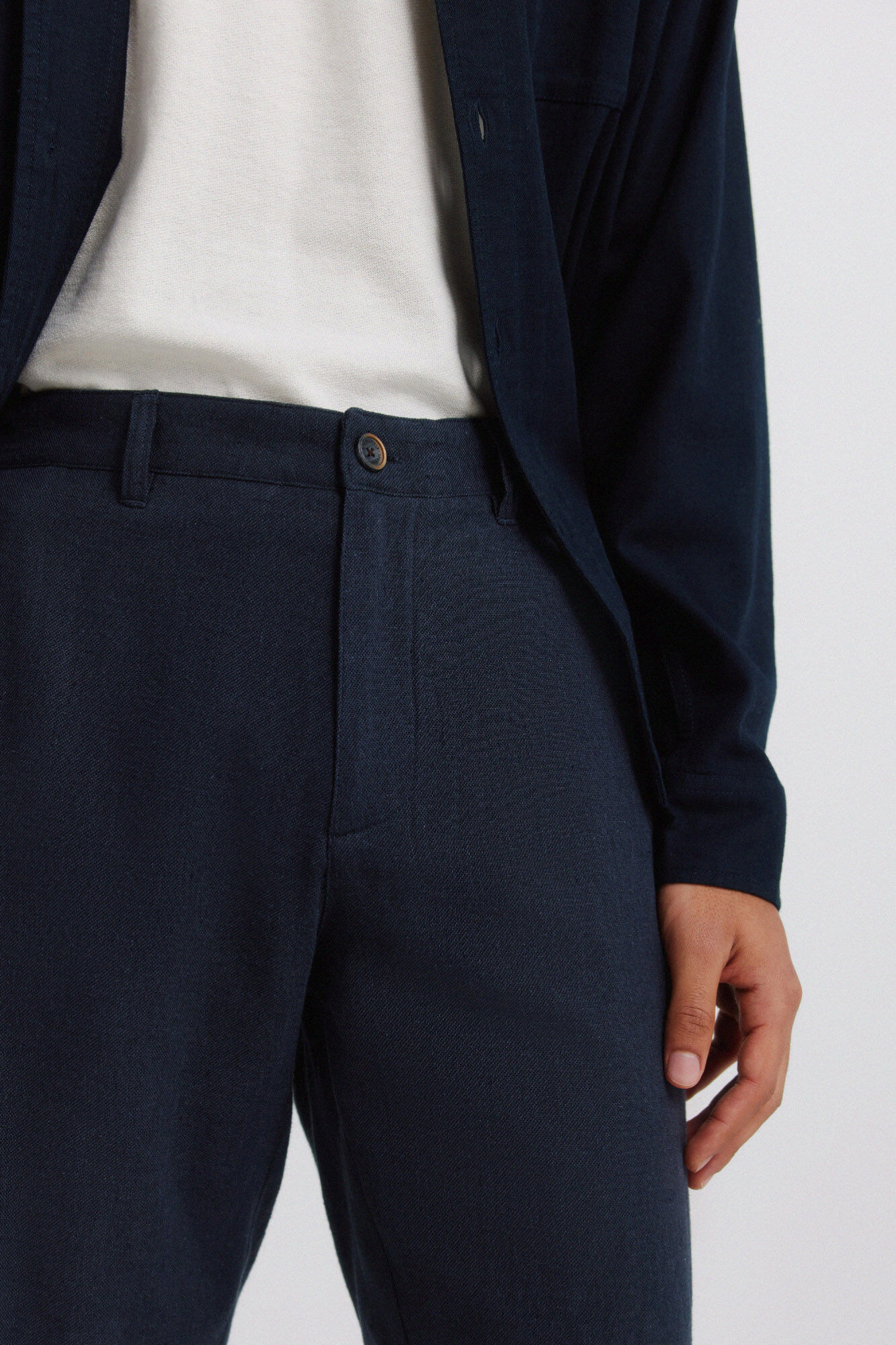 Springfield Bermudas dobby comfort fit de lino azul