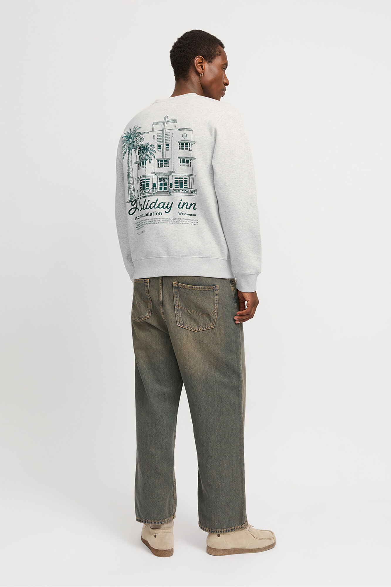 Jack & Jones Sudadera back print natural