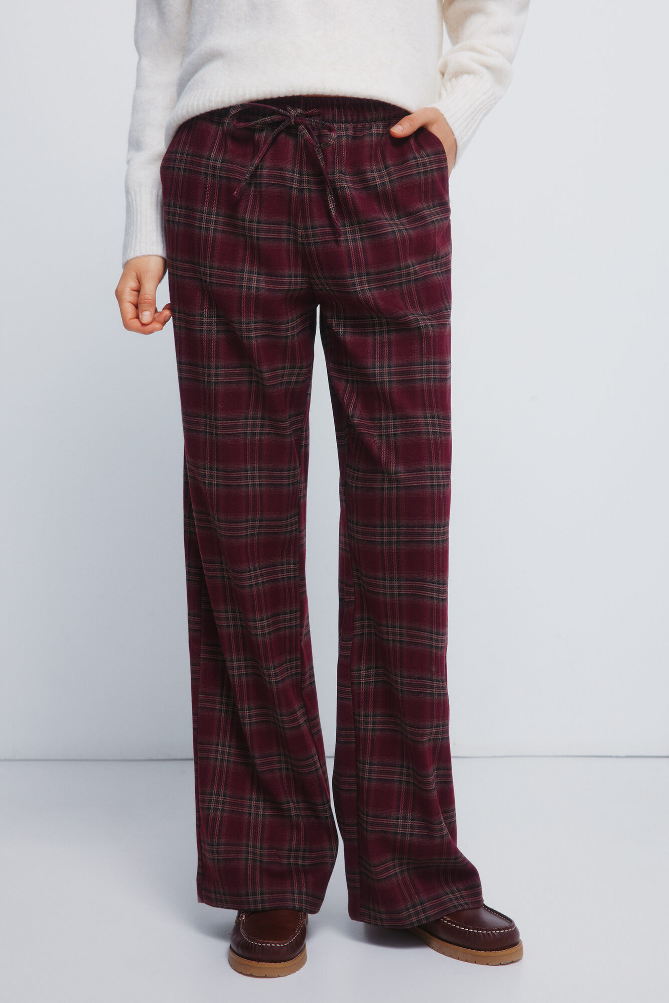 Springfield Pantalones jogger a cuadros p&uacute;rpura