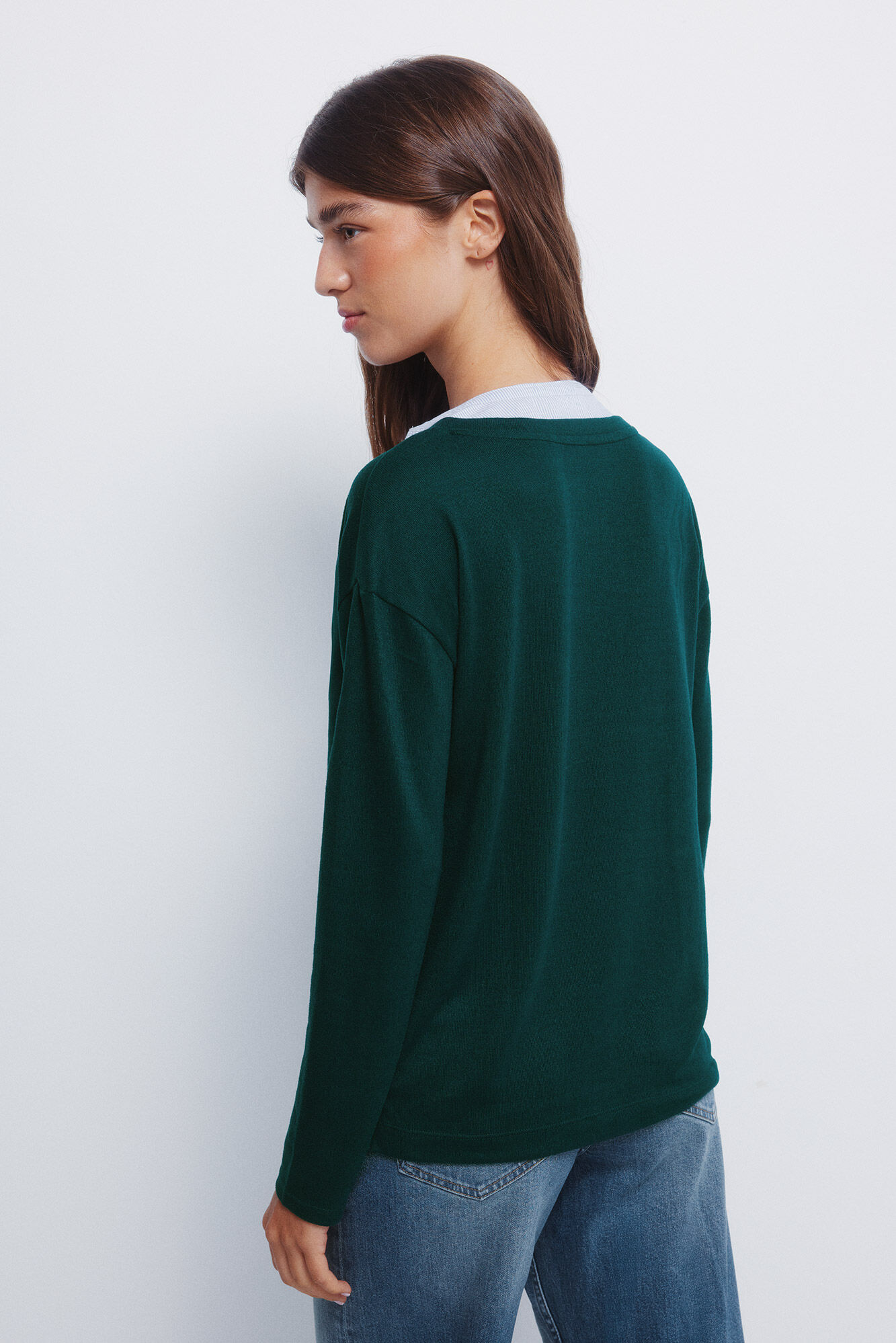 Springfield Playera de cuello combinado verde