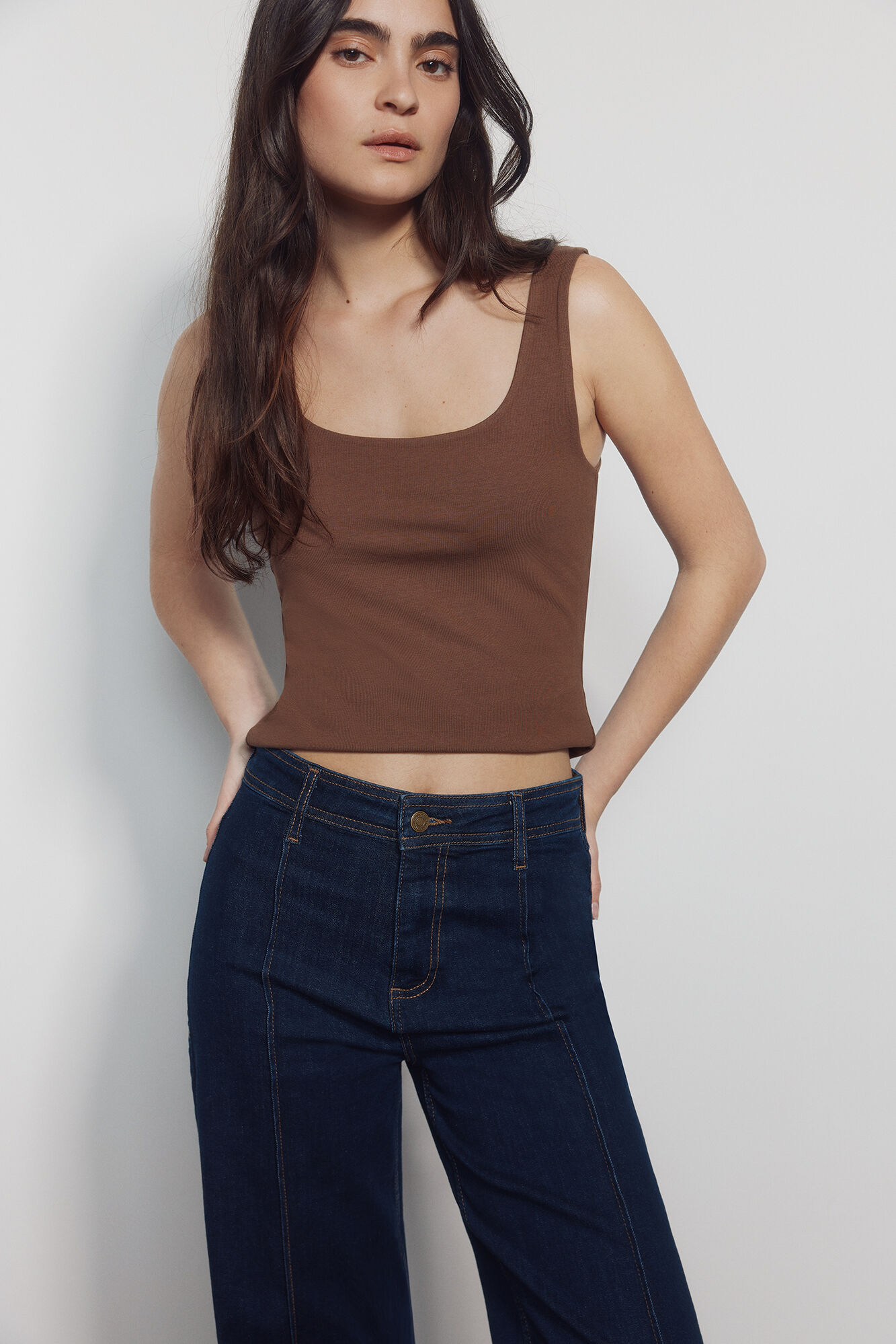 Springfield Jeans wide leg tiro alto azul