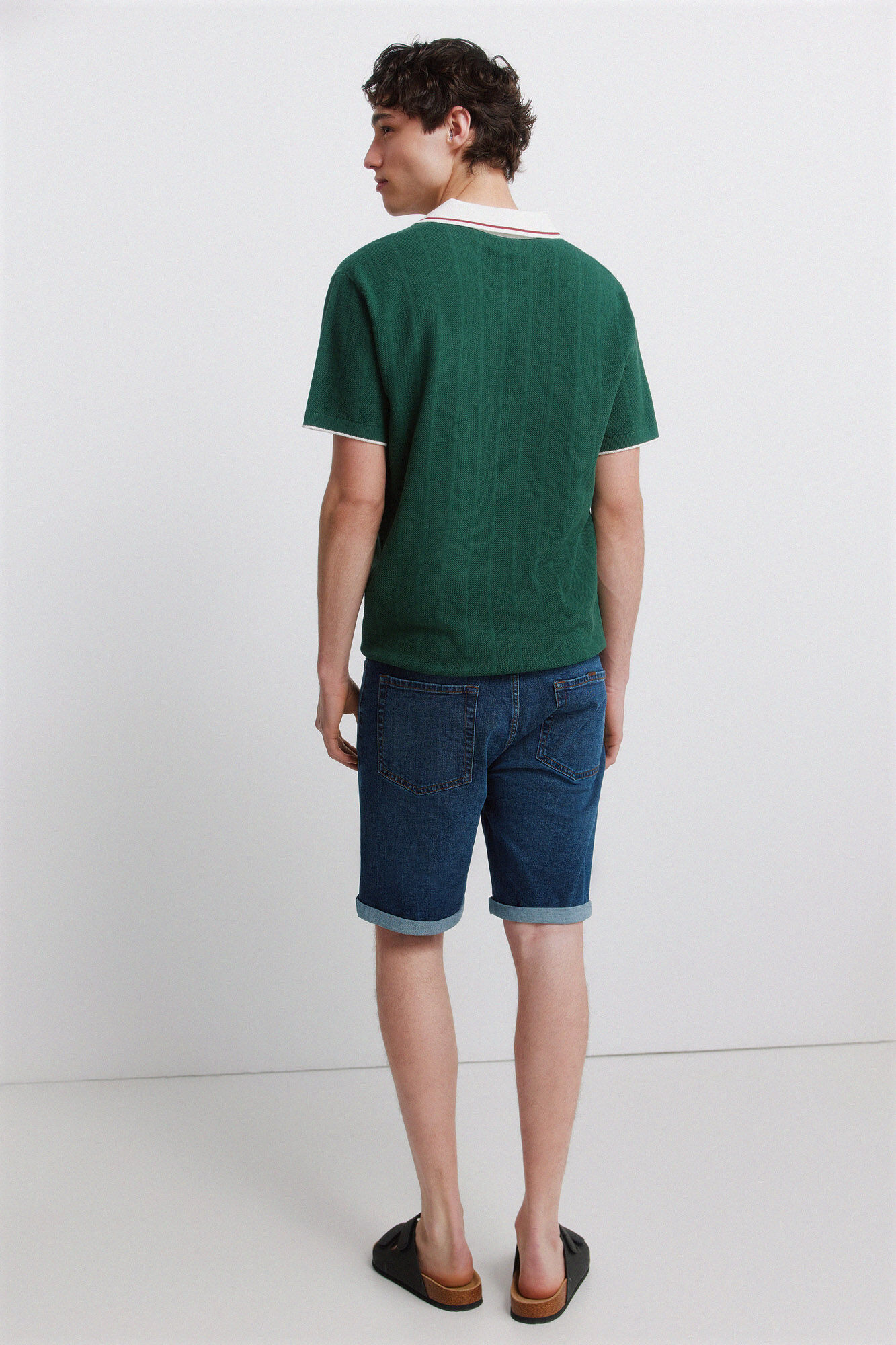Springfield Bermudas de mezclilla b&aacute;sicas lavado oscuro slim fit azul