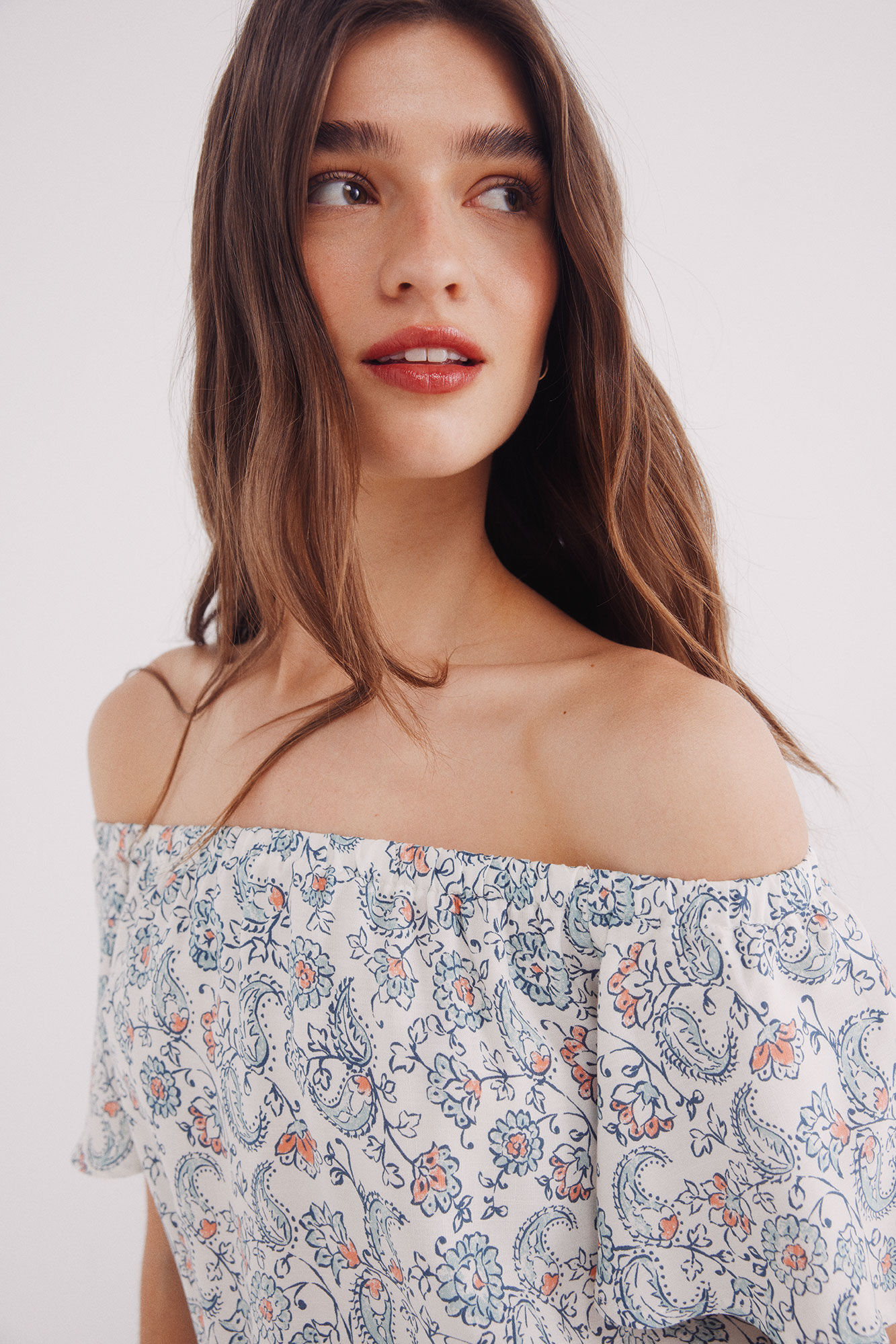 Springfield Vestido midi estampado escote hombros