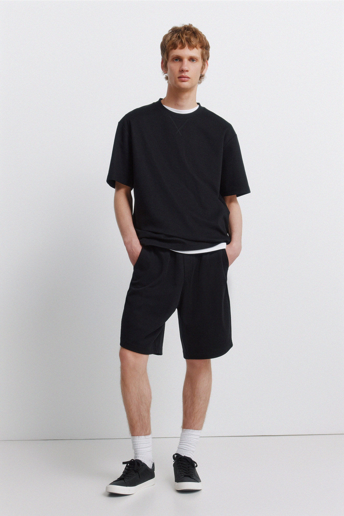 Springfield Playera de tela waffle negro