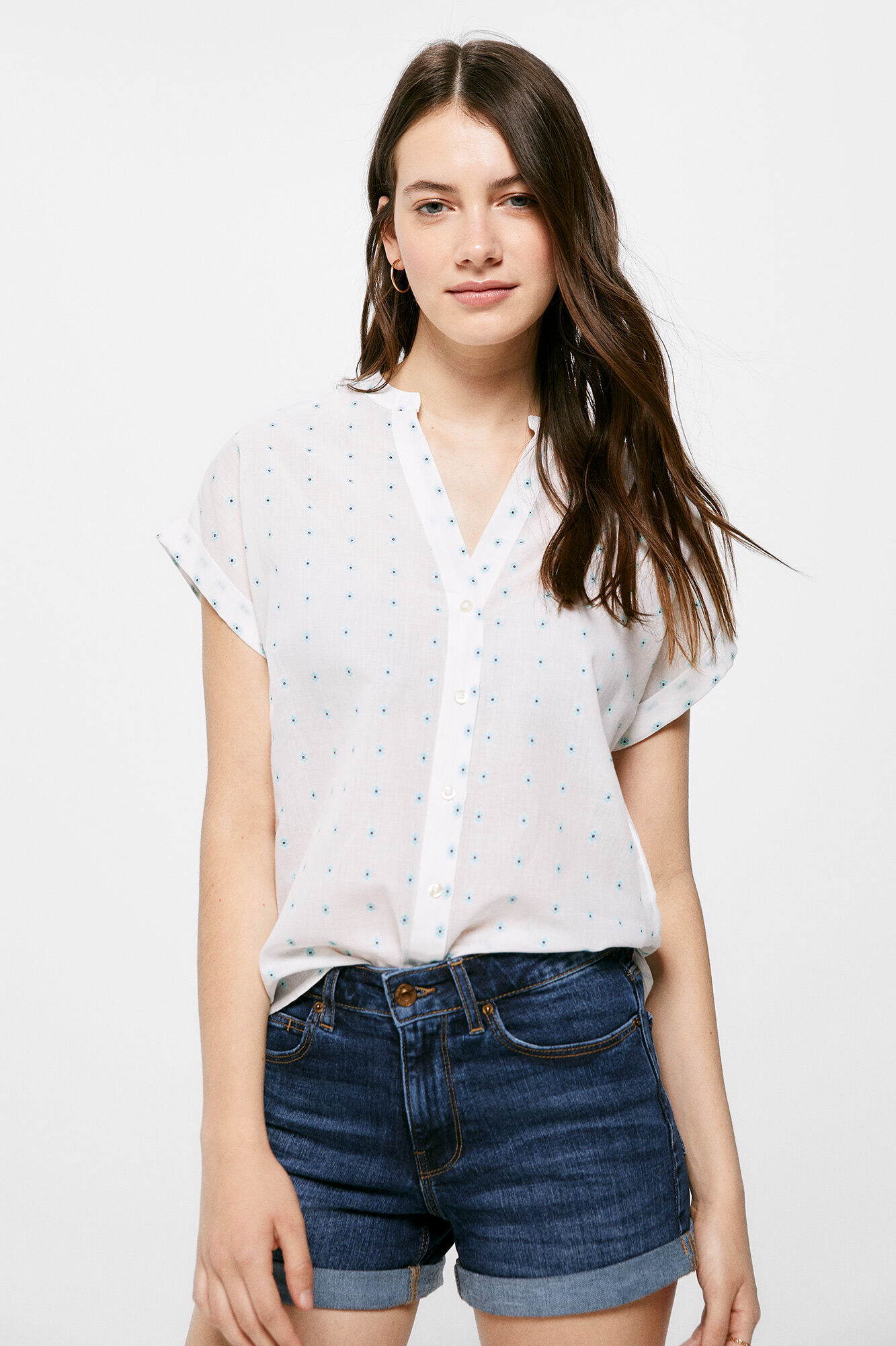 Blusa Cuello Mao Algod n