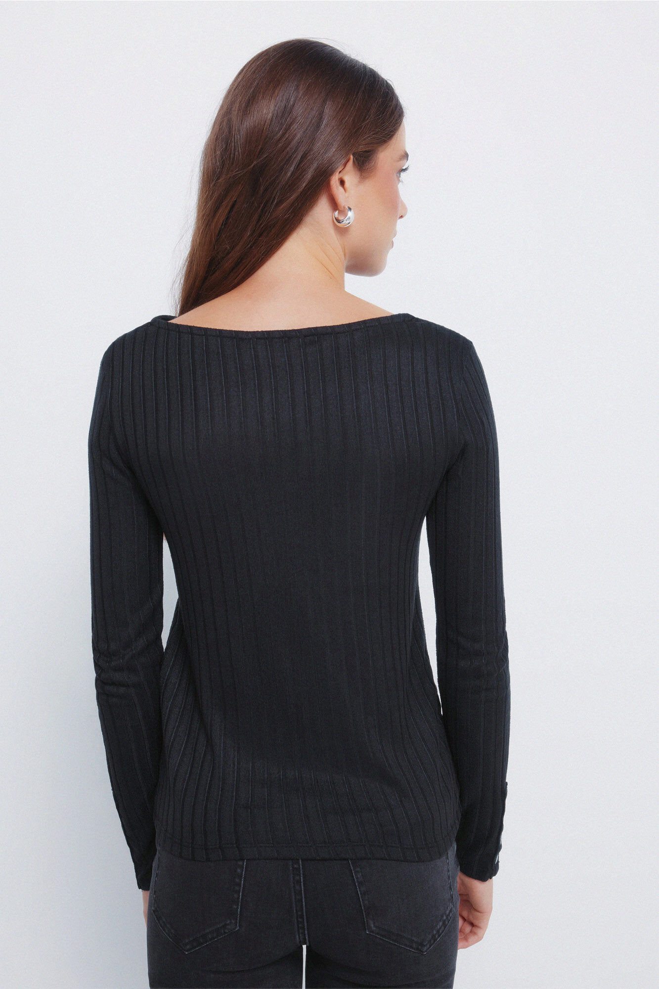 Springfield Playera de escote barco acanalado negro