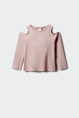 Springfield Kids Playera acanalada manga larga hombro descubierto para ni&ntilde;a rosa