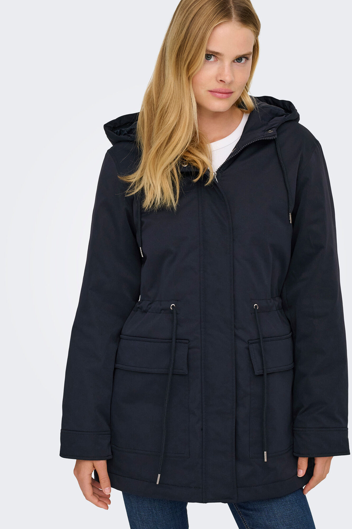 Only Parka con capucha marino