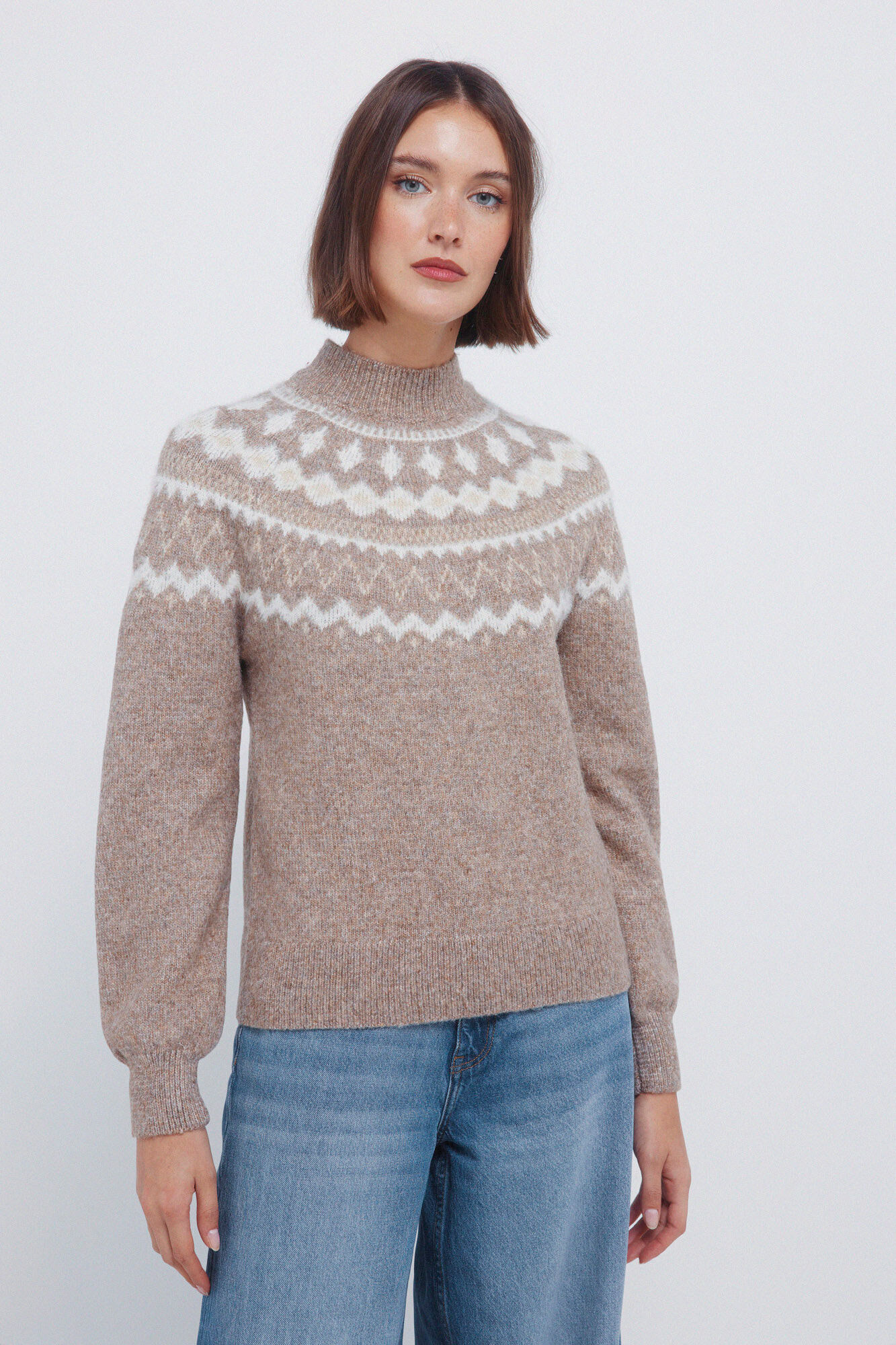 Springfield Jersey con ribete de piel jacquard