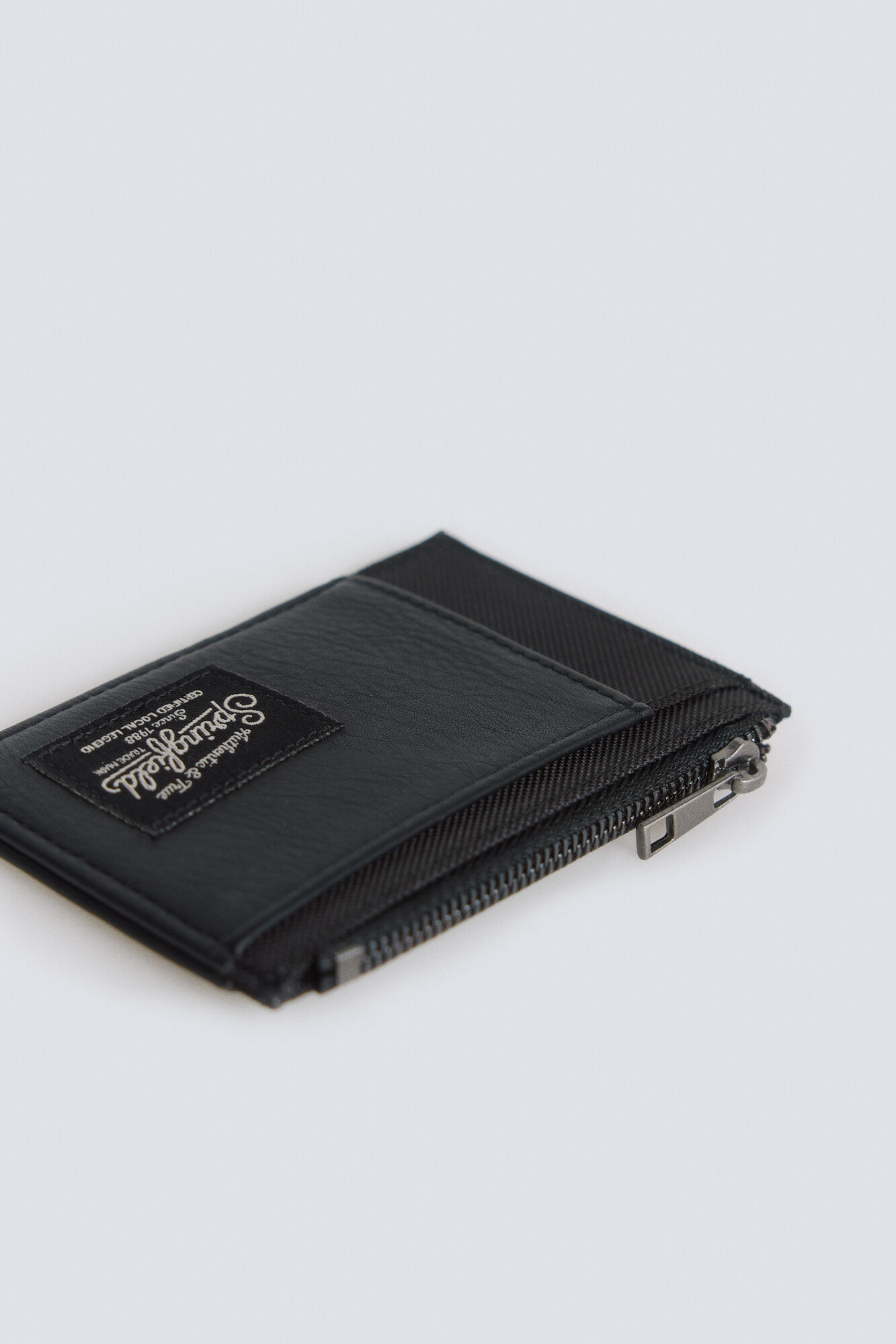 Springfield Monedero tarjetero de efecto piel bicolor negro