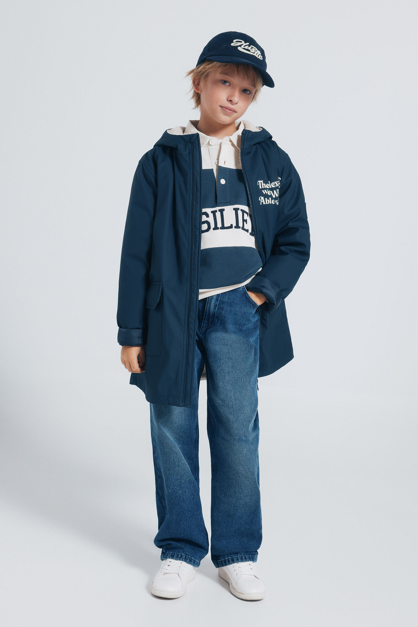 Springfield Kids Parka azul marino frase ni&ntilde;o azul